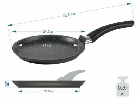 Сковорода блинная Мечта АП "Гранит black" 14802 24 см - Регент Рус - фото в интернет-магазине Арктика