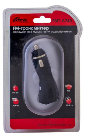 FM-модулятор Ritmix FMT-A740 black - фото в интернет-магазине Арктика