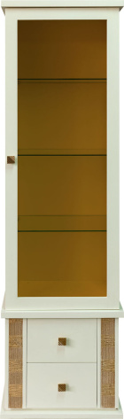 Гостиная "Тунис" П343.21-1Ш шкаф с витриной (Слоновая кость с золочением, Массив) - Пинскдрев - фото в интернет-магазине Арктика