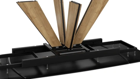 Стол обеденный "Палмер" тип 1 (черный муар/дуб галифакс нат/керамика матовая белый мрамор) - Три Я - фото в интернет-магазине Арктика