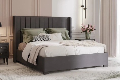 Кровать "Аделия" 811.26 кровать 160*200 с мех (Simpl 54/Серый уголь/ОД06) - Ангстрем - фото в интернет-магазине Арктика