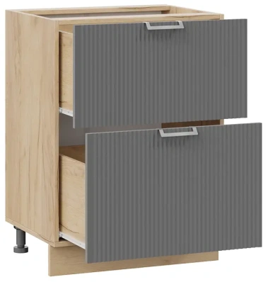Кухня "Кимберли" шкаф нижний 2 ящ 60 (К1Н6Я2/Ф1Н6Я2/дуб крафт золотой/титан) - Три Я - фото в интернет-магазине Арктика