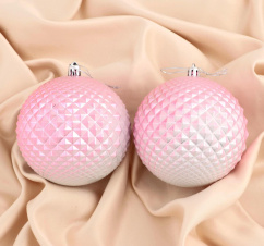 Набор шаров пластик d-10 см, 2 шт "Рельеф" розовый 3276625 - Сима-ленд - каталог товаров магазина Арктика