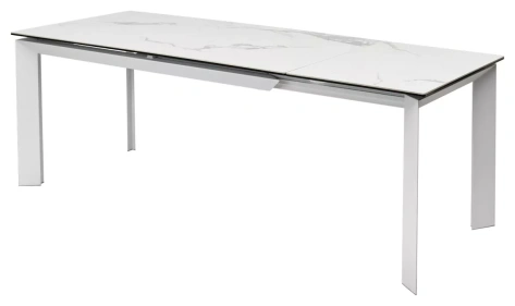 Стол обеденный CREMONA 140 HIGH GLOSS STATUARIO (Белый мрамор глянцевый/белый каркас) - М-Сити - фото в интернет-магазине Арктика