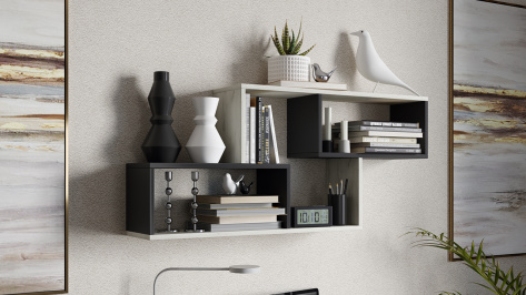 Полка настенная тип 4 (антрацит/дуб крафт белый) - Три Я - фото в интернет-магазине Арктика